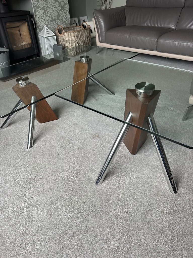 image for Glass coffee table and matching lamp table 