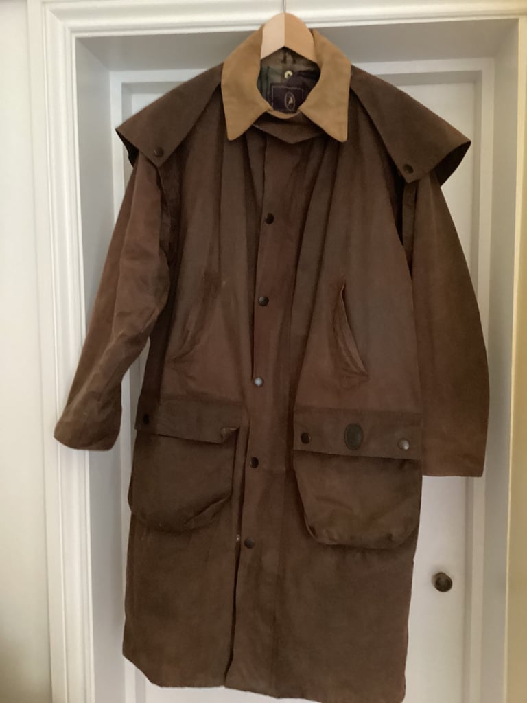 image for Waxed riding coat with cape
