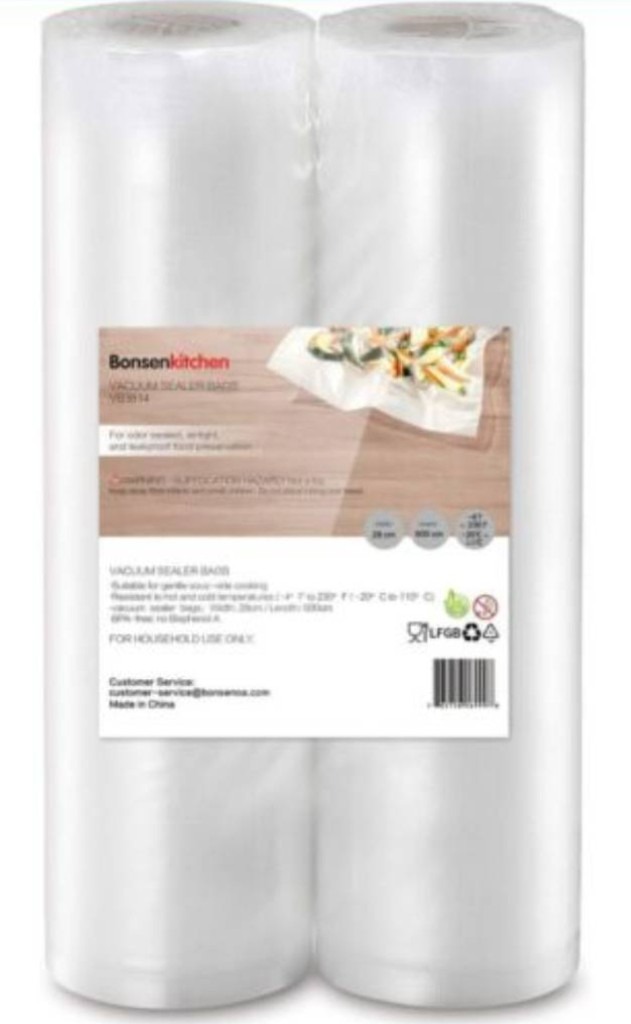 Bonsenkitchen Vacuum Food Sealer Rolls Bags, 2 Packs 20 x 600 cm