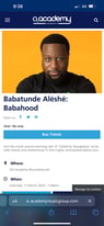 3x tickets for babatunde aleshe tour at the o2 in Bournemouth 