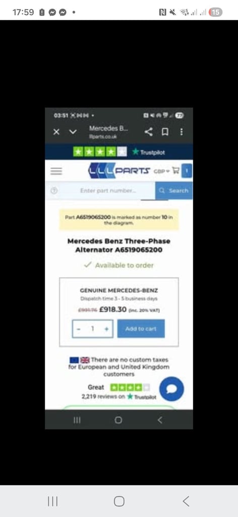 Mercedes-Benz drehstromgener three-phase alternator 