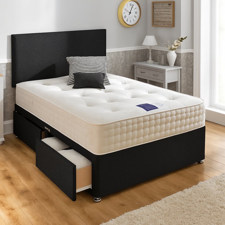 Durable Divan Bed with Built-In Storage and Luxury Mattress for Daily Comfort
