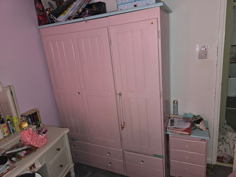 Solid painted wardrobe and drawers