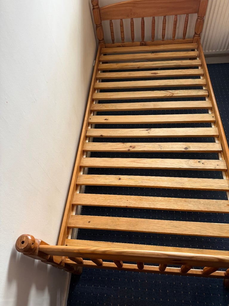 image for 2 x Single solid wood bed frames