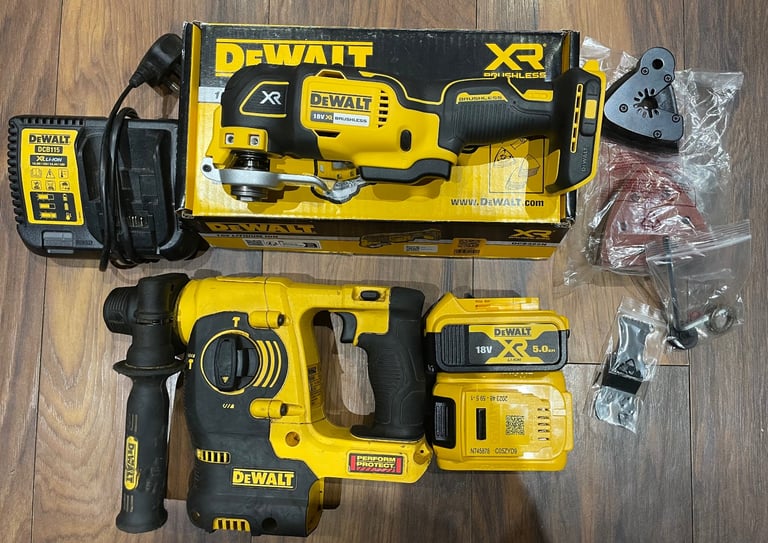 Dewalt SDS and Multi Tool Inc X2 batteries and charger