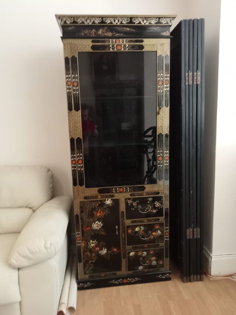 image for Chinese Black Lacquer Book cabinet 