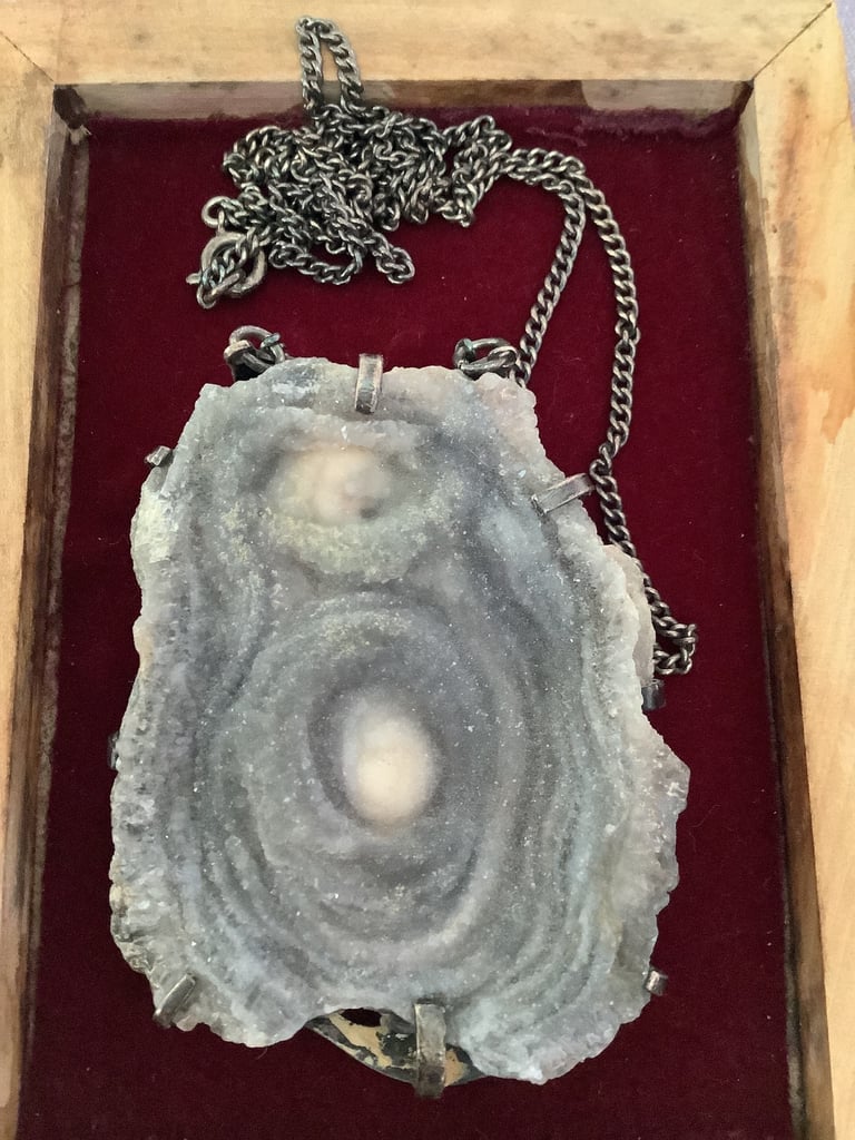 Vintage Collectors pendant on silver mount and chain