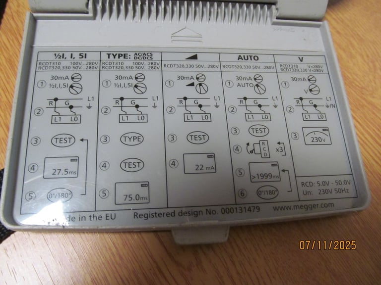 Megger RCDT320 electrical tester, no leads.