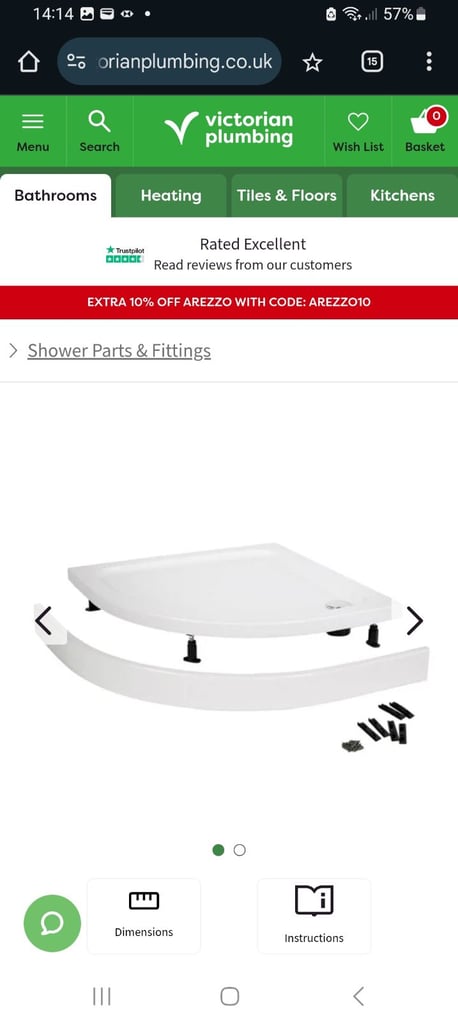 image for Corner shower quadrant and plinth 