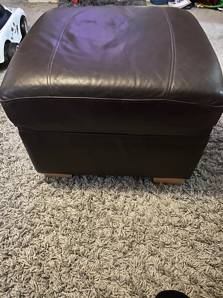 image for Brown leather footstool