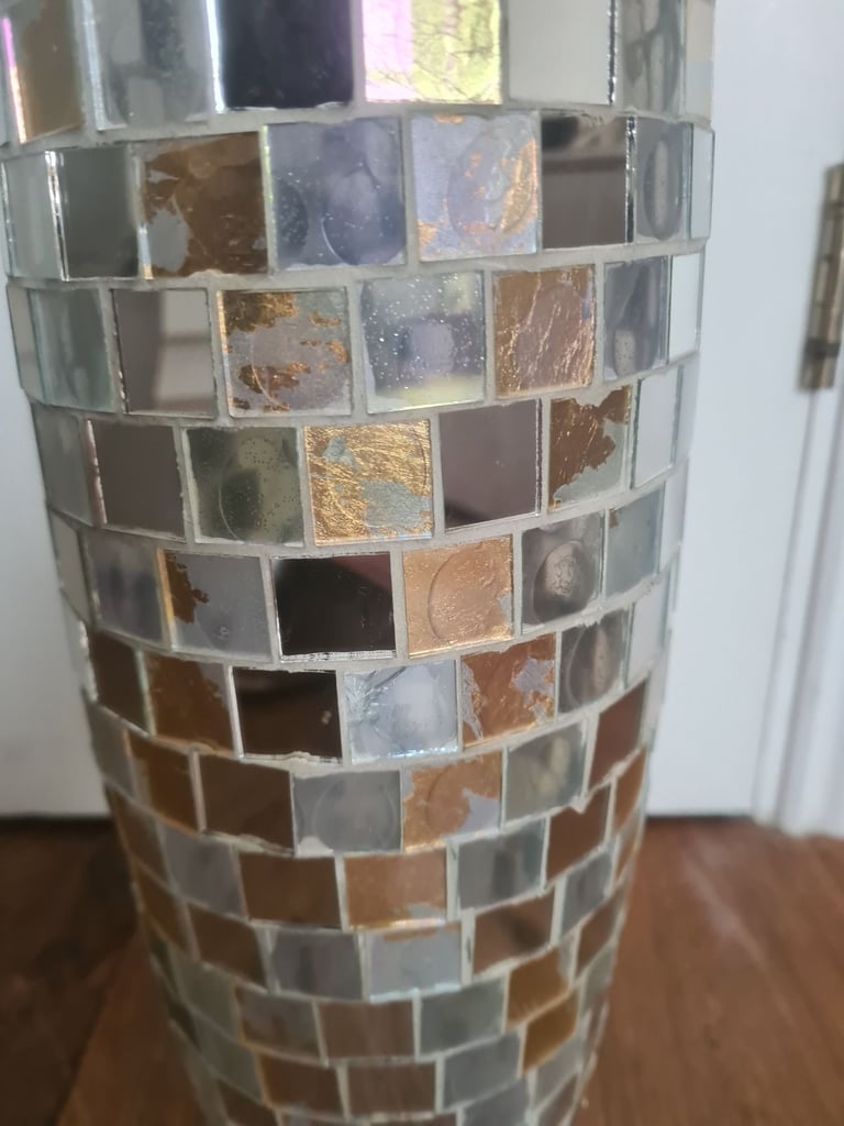 Mirrored mosaic tall vase