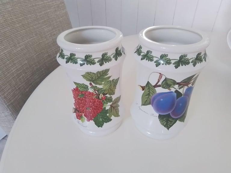 China Utensil Jars x 2 By Portmeirion In Pomona Fruit Design 