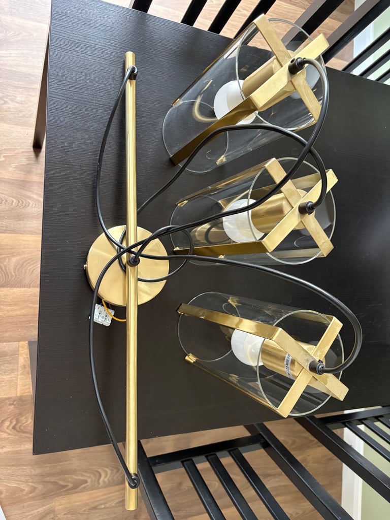 Hanging gold and glass light 