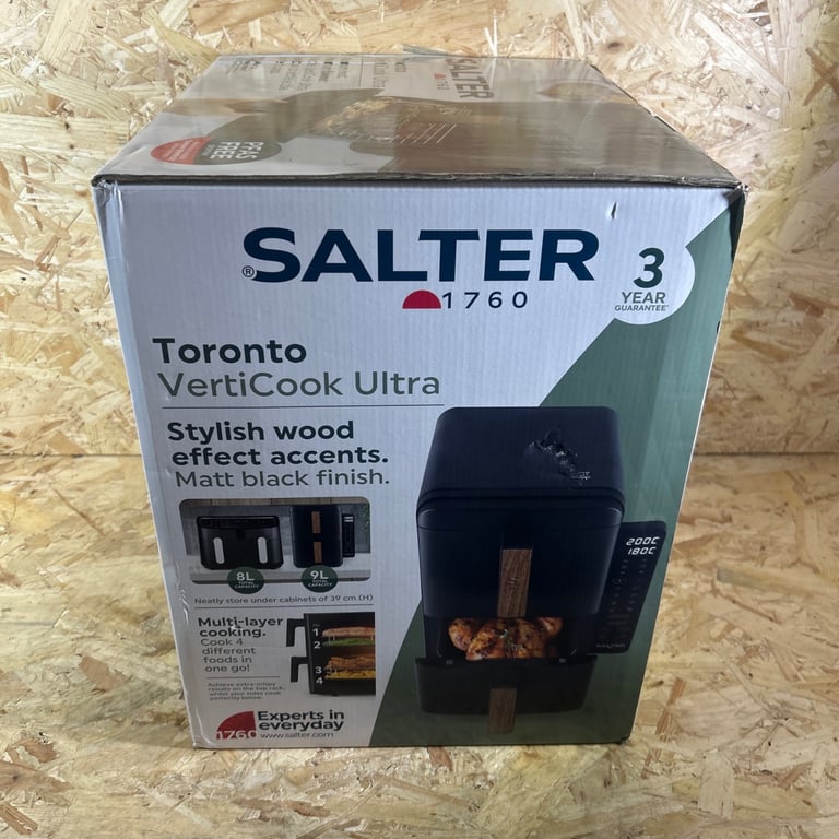 Salter Toronto VertiCook Ultra Air Fryer 9L 2 Drawers 9 Function PFAS-Free Black