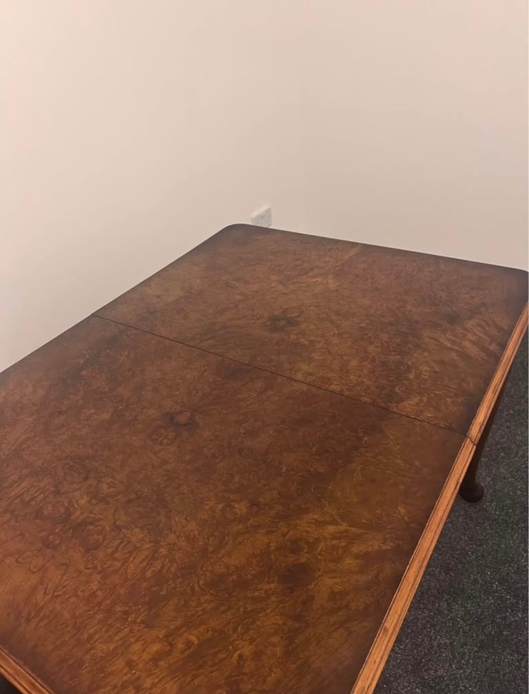 Antique vintage dinning table plus 4 chairs walnut wood 