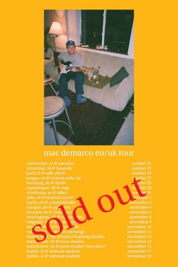 Mac Demarco SOLD OUT Tickets London 10/11/25