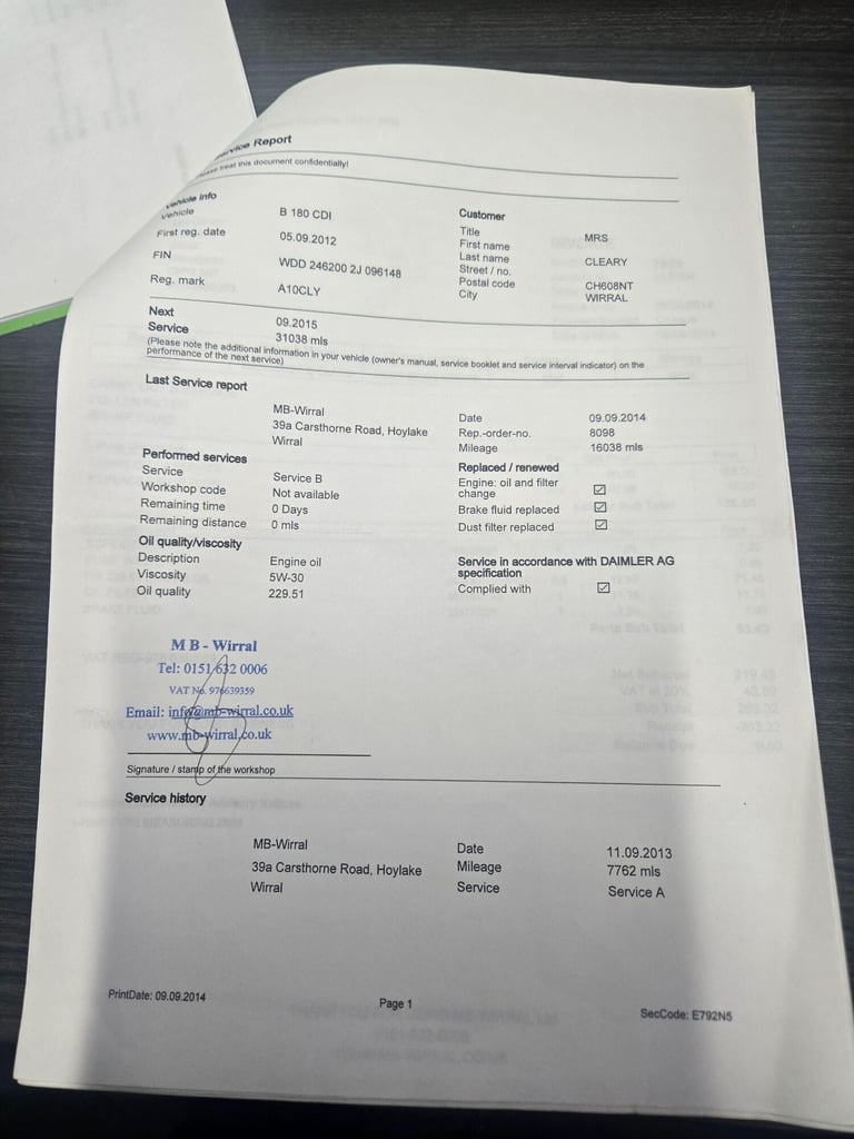 2012 Mercedes-Benz B Class B180 CDI BlueEFFICIENCY Sport 5dr Auto MPV DIESEL Automatic