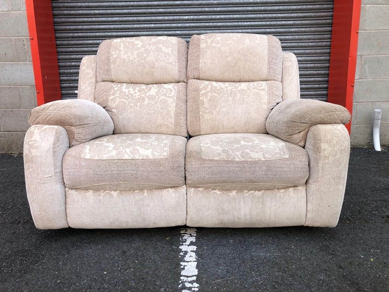 RECLINER Beige Fabric 2 Seater Sofa 
