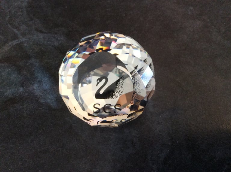 Swarovski Crystal Small Ball Paperweight with SCS Swan 