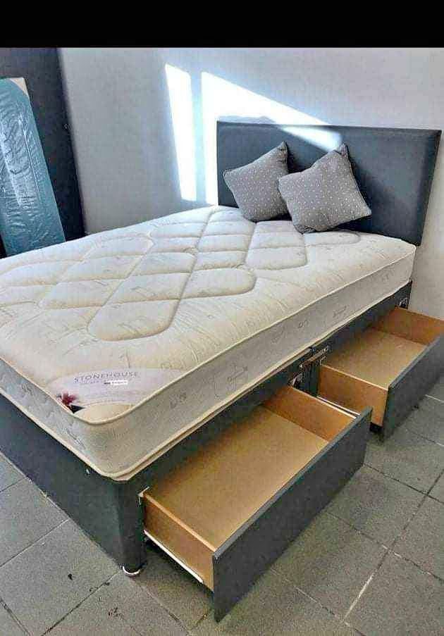 👍❤small double bed with base head board and full foam mattress bed frame single