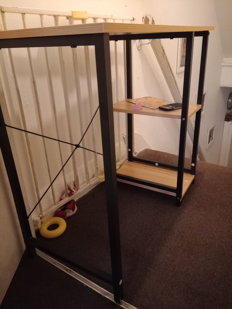 vidaXL Computer Desk Black and Light Oak 80x40x72 cm MDF and Metal