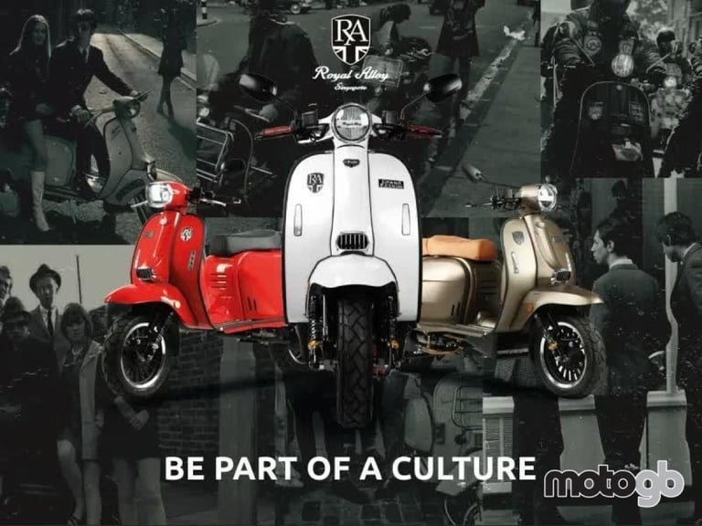 Royal Alloy GP 125cc S Modern Classic Retro Automatic Moped Scooter Liquid Co...