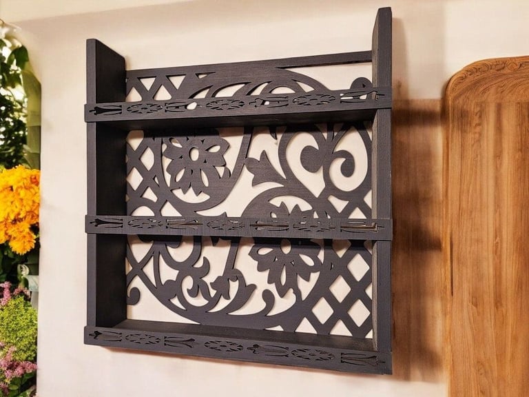 Spice Kitchen Storage Herb Rack Spice Shelf Rack Rustic Wooden Handmade