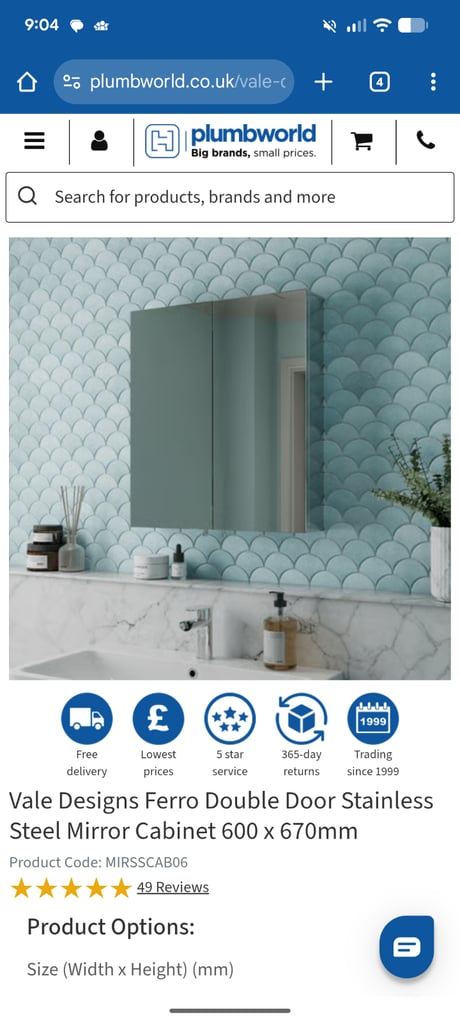 image for Mirrored bathroom cabinet