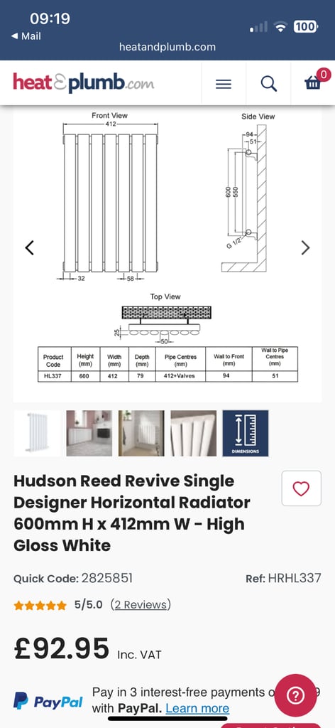 Hudson reed revive radiator 
