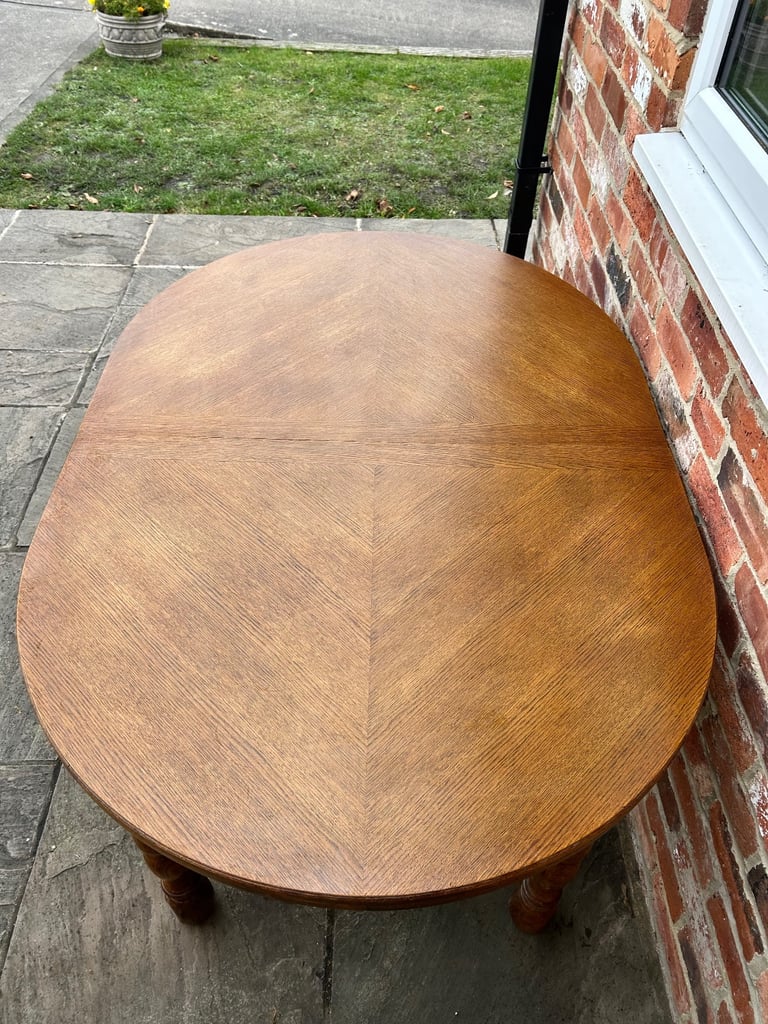 Solid Oak Farmhouse Style Oval Dining Table - Good Condition 