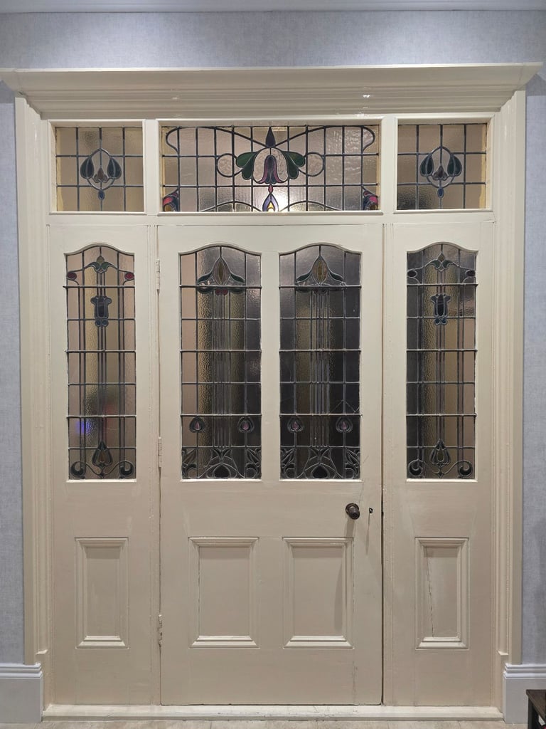 image for Antique Victorian stain glass main entrance door.