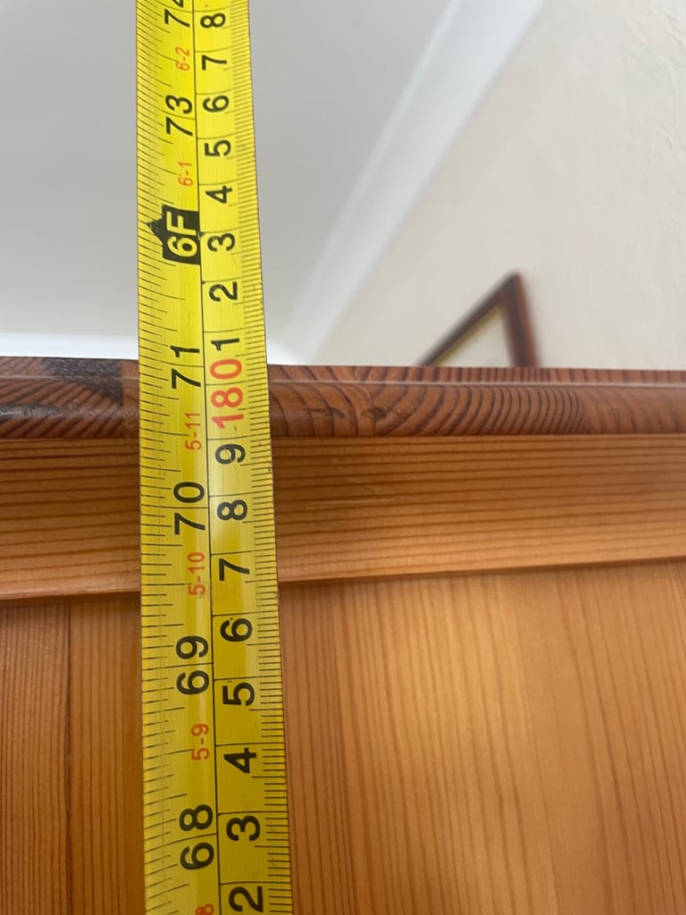 solid pine vintage 2 drawer and door dresser with a glass display unit with lights