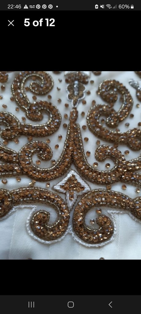 Pakistani Indian Party Dress Excellent Condition Cream With Gold Dimonds