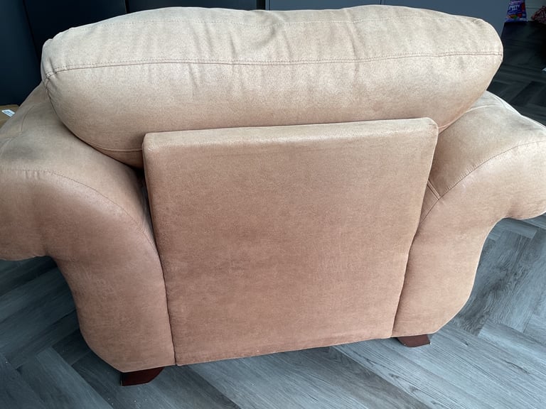 Brown/Tan Suede-Effect DFS Armchair