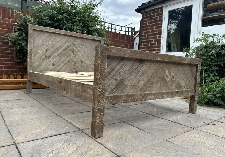 Barker & Stonehouse Reclaimed Wood 4FT6 Double Size Bed Frame - Great Condition