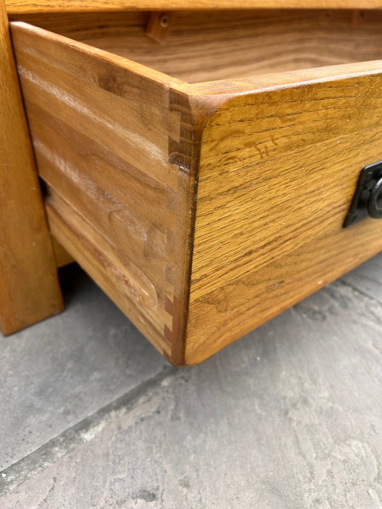 Rustic Solid Oak Corner TV Stand - Good Condition 