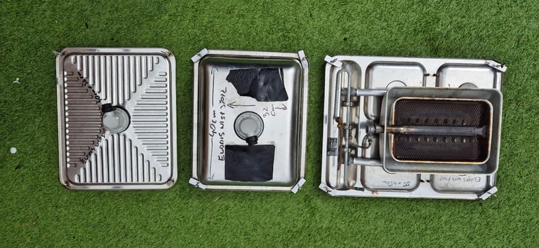 CRAMER D-5750 stainless steel kitchen gas hob with grill, sink and drainer for caravan camper boat.