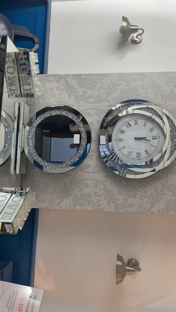 image for Brand New Mirrored Roman Numeral Clock Modern 50x50cm Delivery Available