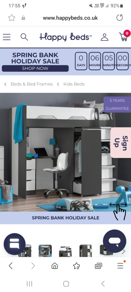 Kids cabin bed with desk, wardrobe, and storage 