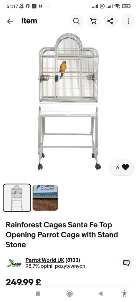 Rainforest Santa Fe Top Opening Parrot Cage with stand