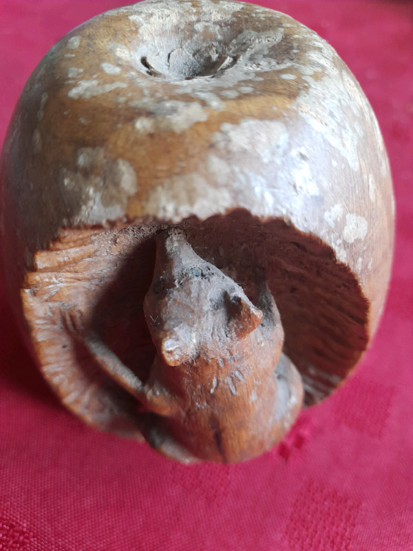 Wooden Mouse with Apple Carving