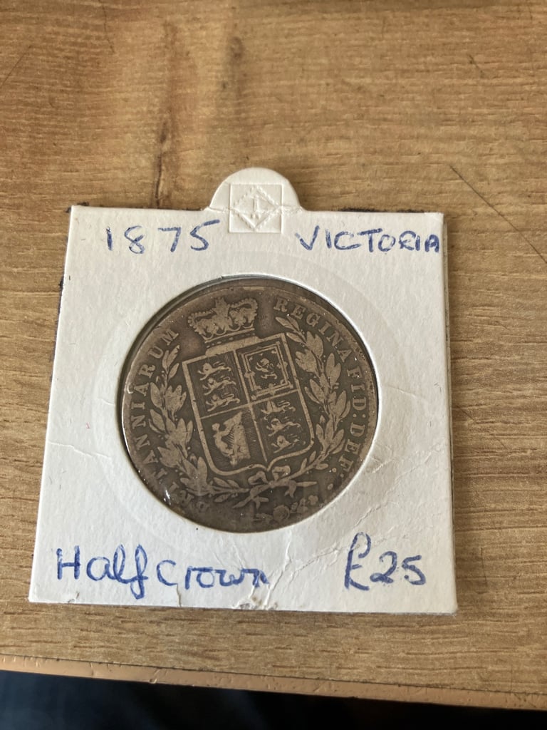 image for 1875 Victorian silver half crown coin