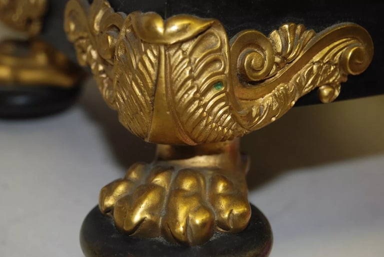 ANTIQUE FRENCH EMPIRE CAST BRONZE IMPERIAL EAGLE GAS LIGHT NEWEL POST GILT LAMP