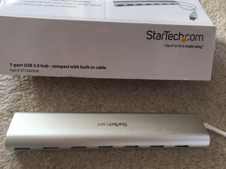 7- Port Compact USB 3.0 Hub with Built-in Cable