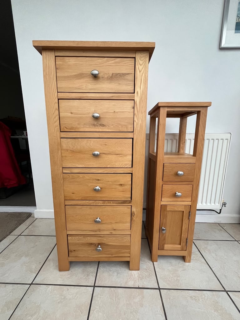 image for Light Oak chest of drawers with matching small unit