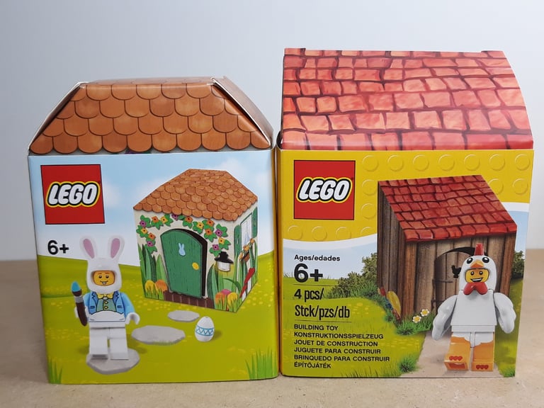LEGO Easter bunny hut (2 pcs) + chicken suit guy (2 pcs)