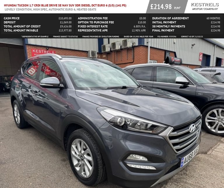 2018 Hyundai TUCSON 1.7 CRDi Blue Drive SE Nav SUV 5dr Diesel DCT Euro 6 (s/s) (141 ps) ESTATE Di...