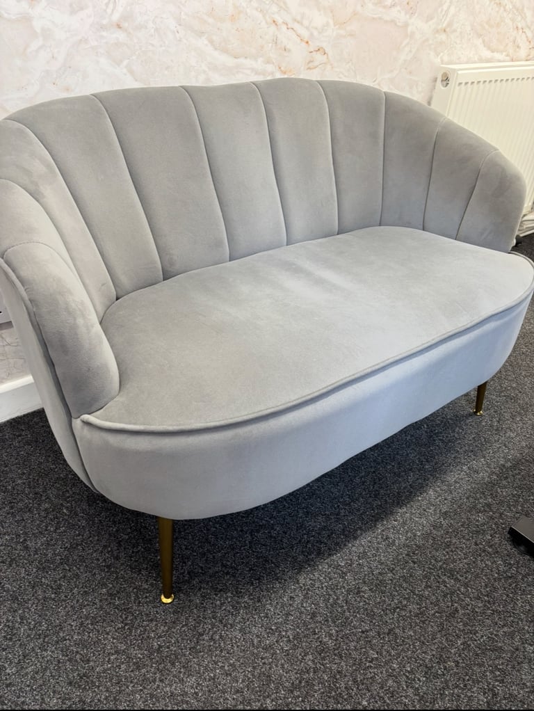image for Dunelm 2 seater shell sofa chair love seat grey
