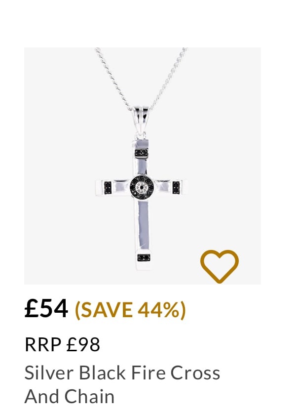 image for Silver Black Fire Cross And Chain