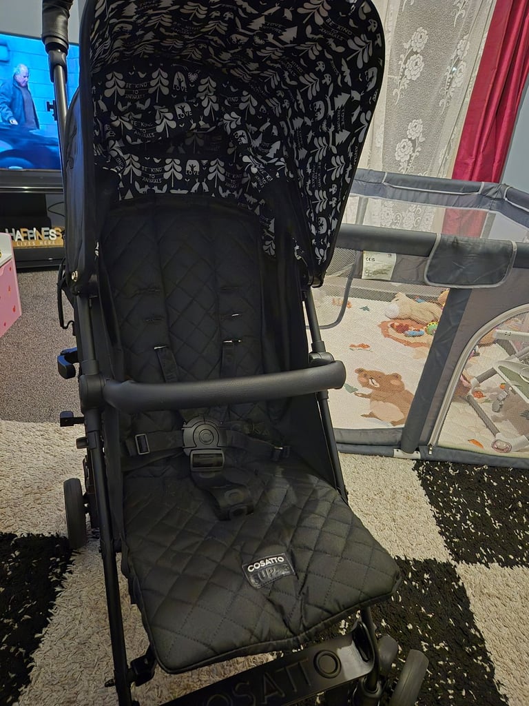 Cosatto Supa 3 Stroller Buggy - Silhouette Black Quilt - FROM BIRTH - Full Set